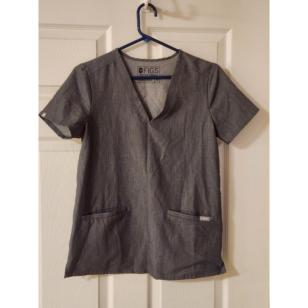Figs Women XS GRAY 2 Front Pockets scrub Top FW1100